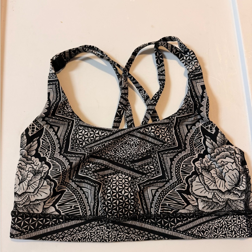 Lululemon Athletica Black and White Inked Energy Sports Bra